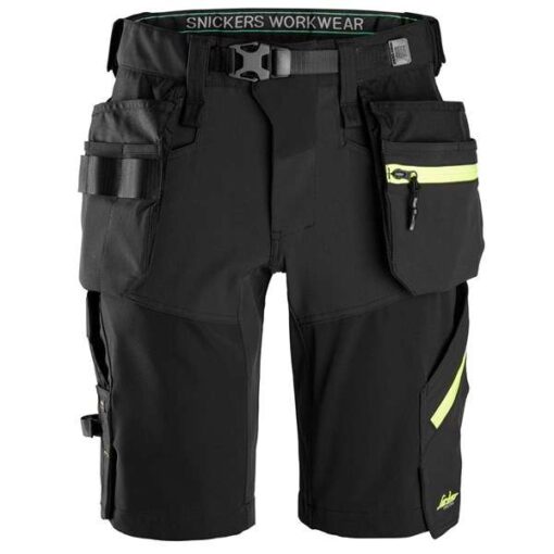 Softshell Stretchshorts+ med hylsterlommer Sort/NGul