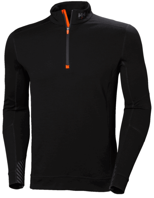 HH LIFA MERINO HALF ZIP 990BLACK