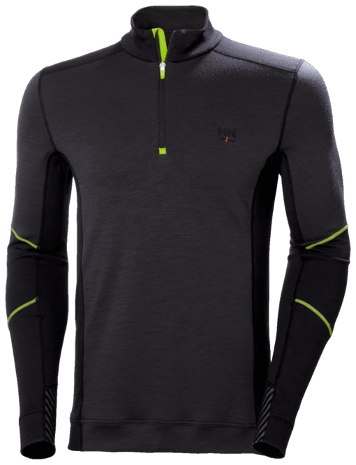 HH LIFA MERINO HALF ZIP 999BLACK