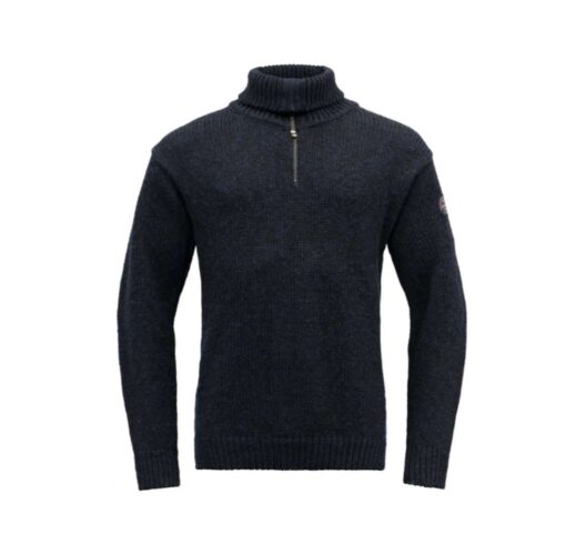DEVOLD - NANSEN WOOL ZIP NECK DARK BLUE MELANGE