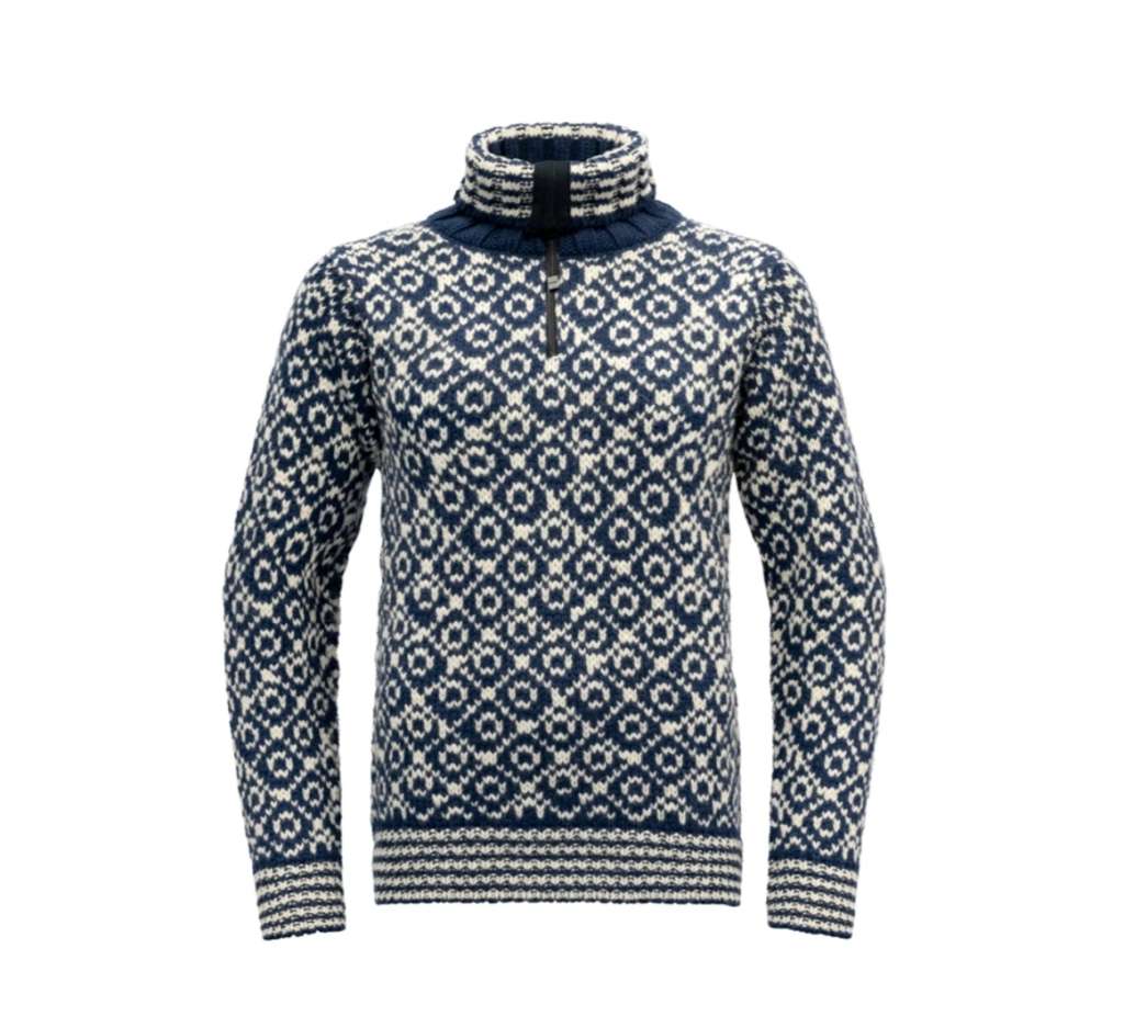 DEVOLD - SVALBARD WOOL ZIP NECK NAVY